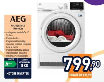 Unieuro AEG ASCIUGATRICE TR8G83CW offerta