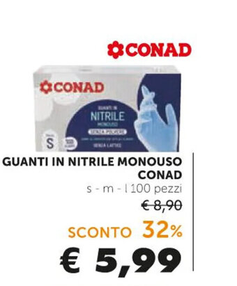 Spazio Conad GUANTI IN NITRILE MONOUSO s-m-1100 pezzi offerta