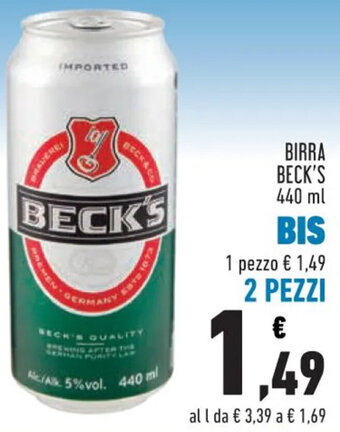 Conad BIRRA BECK'S 440 ml offerta