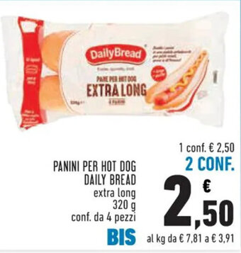 Conad PANINI PER HOT DOG DAILY BREAD extra long  320 g conf. da 4 pezzi offerta