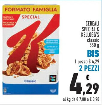Conad CEREALI SPECIAL K KELLOGG'S classic 550 g offerta