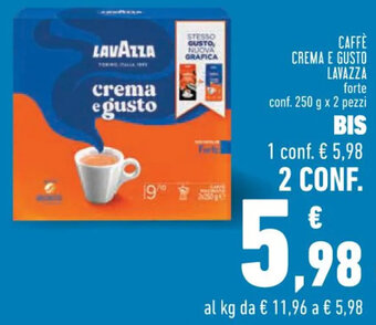 Conad CAFFÈ CREMA E GUSTO LAVAZZA forte conf. 250 g x 2 pezzi offerta