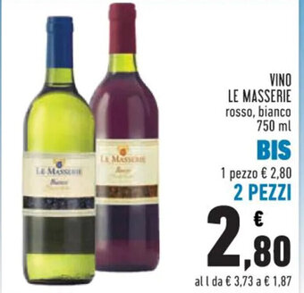Conad VINO LE MASSERIE rosso, bianco 750 ml offerta