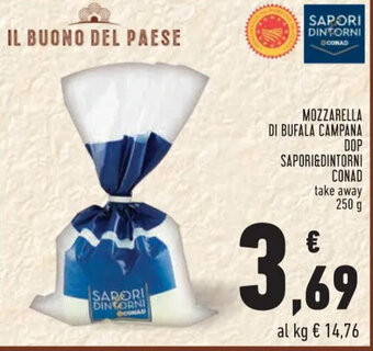 Conad MOZZARELLA DI BUFALA CAMPANA DOP SAPORI&DINTORNI CONAD take away 250 g offerta