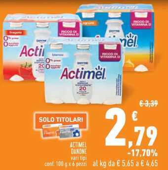 Conad ACTIMEL DANONE vari tipi conf. 100 g x 6 pezzi offerta