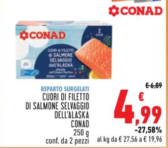 CUORI DI FILETTO DI SALMONE SELVAGGIO DELL'ALASKA CONAD 250 g conf. da 2 pezzi