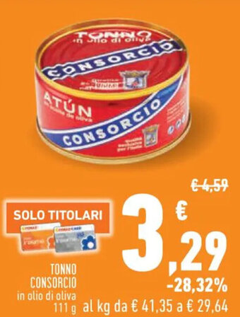 Conad TONNO CONSORCIO in olio di oliva 111 g offerta