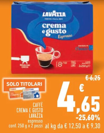 Conad CAFFE CREMA E GUSTO LAVAZZA espresso conf. 250 g x 2 pezzi offerta