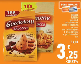 Conad BISCOTTI BALOCCO gocciolotti con gocce di cioccolato, saracene con farina integrale 1 kg offerta