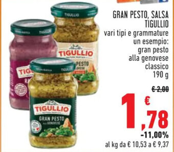 GRAN PESTO, SALSA TIGULLIO vari tipi e grammature un esempio: gran pesto alla genovese classico 190 g