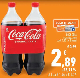Conad COCA COLA classica, zero conf. 1,35 l x 2 pezzi offerta