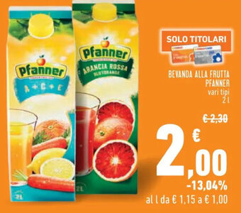 Conad BEVANDA ALLA FRUTTA PFANNER vari tipi 2 L offerta