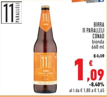 Conad BIRRA 11 PARALLELI CONAD bionda 660 ml offerta