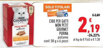 Conad CIBO PER GATTI MON PETIT GOURMET PURINA pollame conf. 50 g x 6 pezzi offerta