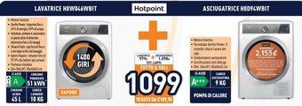 Unieuro Hotpoint LAVATRICE H8W046WBIT ASCIUGATRICE H8D94WBIT offerta