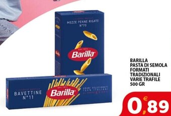 Premium Supermercati BARILLA PASTA DI SEMOLA FORMATI TRADIZIONALI VARIE TRAFILE 500 GR offerta