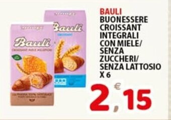 BAULI BUONESSERE CROISSANT INTEGRALI CON MIELE/ SENZA ZUCCHERI/ SENZA LATTOSIO X6
