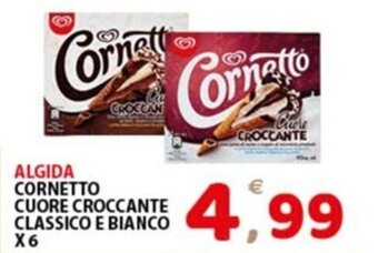 Premium Supermercati ALGIDA CORNETTO CUORE CROCCANTE CLASSICO E BIANCO X6 offerta
