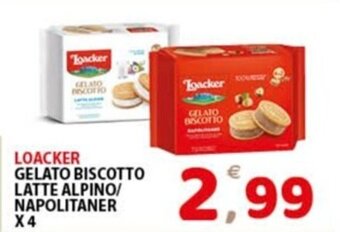 Premium Supermercati LOACKER GELATO BISCOTTO LATTE ALPINO/ NAPOLITANER X 4 offerta