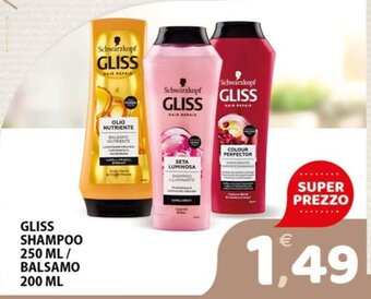 Premium Supermercati GLISS SHAMPOO 250 ML/ BALSAMO 200 ML offerta