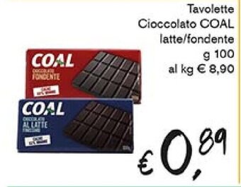 èccoMI Tavolette Cioccolato COAL latte/fondente g 100 offerta
