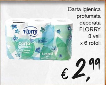 Carta igienica profumata decorata FLORRY 3 veli x 6 rotoli
