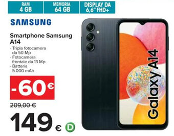 Carrefour Iper SAMSUNG Smartphone Samsung A14 offerta