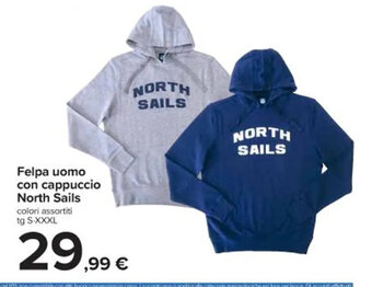 Carrefour Iper Felpa uomo con cappuccio North Sails tg S-XXXL offerta