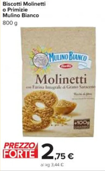 Carrefour Iper Biscotti Molinetti o Primizie Mulino Bianco 800 g offerta