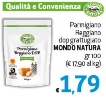 Parmigiano Reggiano dop grattugiato MONDO NATURA gr 100