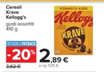 Carrefour Iper Cereali Krave Kellogg's gusti assortiti 410 g offerta