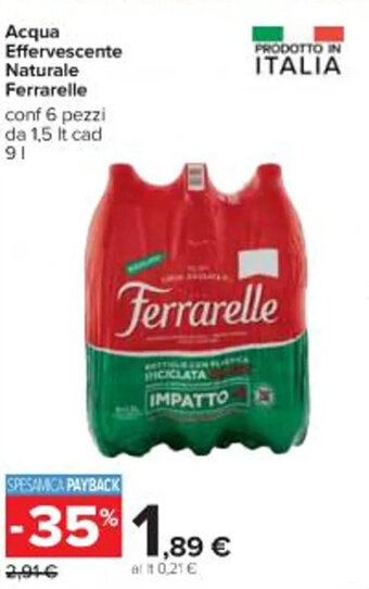 Acqua Effervescente Naturale Ferrarelle 9 l
