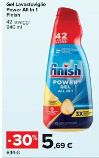 Carrefour Iper Gel Lavastoviglie Power All In 1 Finish 42 lavaggi 940 ml offerta