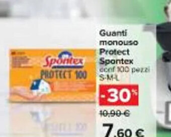 Carrefour Iper Guanti monouso Protect Spontex conf 100 pezzi S-M-L offerta