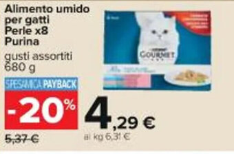 Carrefour Iper Alimento umido per gatti Perle x8 Purina gusti assortiti 680 g offerta