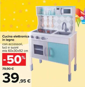 Cucina elettronica in legno 60x30x92 cm