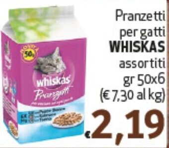 Spak Supermercati Pranzetti per gatti WHISKAS assortiti gr 50x6 offerta