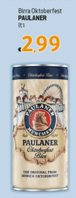 Spak Supermercati Birra Oktoberfest PAULANER lt 1 offerta