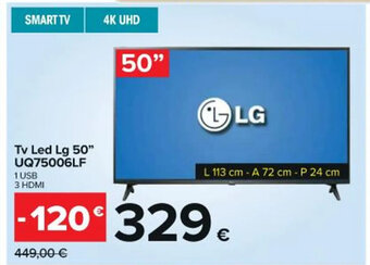 Carrefour Iper Tv Led Lg 50" UQ75006LF offerta