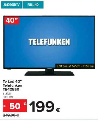 Carrefour Iper Tv Led 40" Telefunken TE40550 offerta