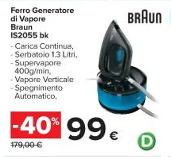 Carrefour Iper Braun Ferro Generatore di Vapore IS2055 bk offerta
