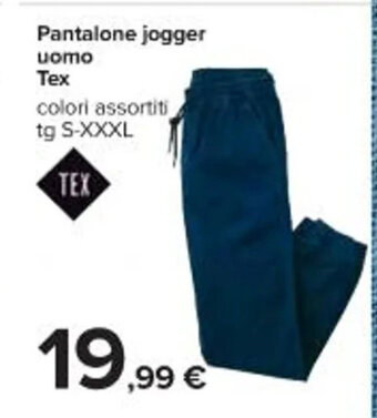 Carrefour Iper Pantalone jogger uomo Tex S-XXXL offerta