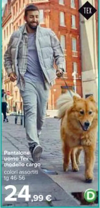 Carrefour Iper Pantalone uomo Tex modello cargo 46-56 offerta