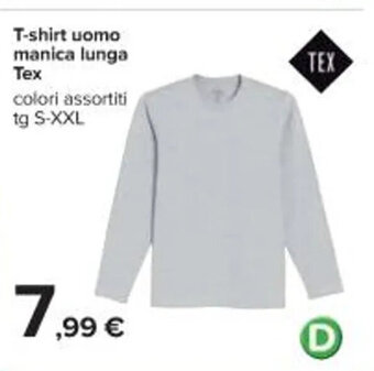 Carrefour Iper T-shirt uomo manica lunga Tex S-XXL offerta
