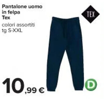 Carrefour Iper Pantalone uomo in felpa Tex S-XXL offerta
