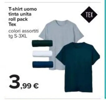 Carrefour Iper T-shirt uomo tinta unita roll pack Tex S-3XL offerta