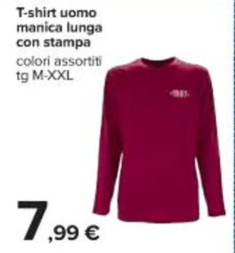 Carrefour Iper T-shirt uomo manica lunga con stampa M-XXL offerta