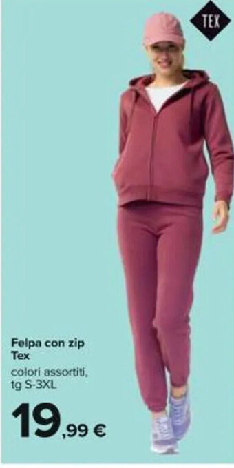 Carrefour Iper Felpa con zip Tex S-3XL offerta