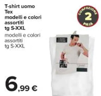 Carrefour Iper T-shirt uomo Tex modelli e colori assortiti tg S-XXL offerta