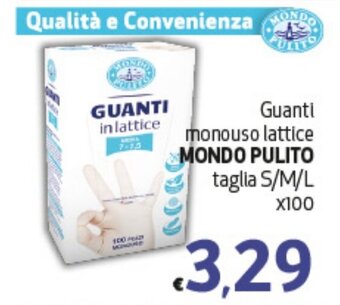 Spak Supermercati Guanti monouso lattice MONDO PULITO taglia S/M/L x100 offerta
